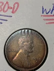 👉1930-D  Rainbow Toned LINCOLN WHEAT  PENNY  Xf Choice F/573