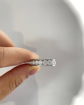 1.50 Carat Lab Grown Round Cut Diamond Eternity Wedding band in 14K White Gold