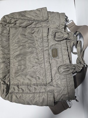 Marc Marc Jacobs Taupe Nylon Quilted Tote Shoulder Diaper travel Bag Eliz-a-baby
