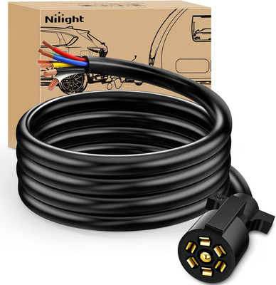 Nilight 50049R 7-Wege-Stecker--Anhängerkabel für LKW, Camper, abgeformter Wohnmo
