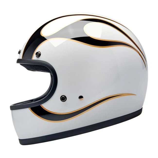 Casque Moto Intégral Homologué CE 22.06 BILTWELL GRINGO Gloss White/Black Flames - Photo 4/4