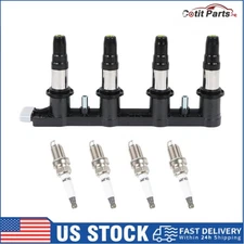 1PC OEM Ignition Coil & 4X Iridium Spark Plug For Chevy Cruze Sonic 1.8L UF620