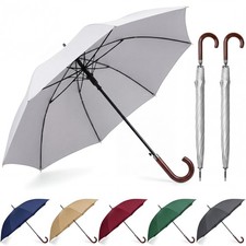 2 Pcs 2/4/6 Pcs 48" Auto Open Umbrella Large Wooden J Stick Handle Vintage Wi...