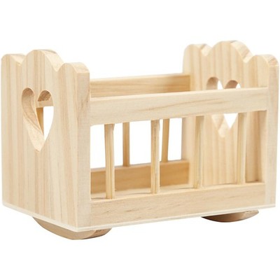 Miniatuur wieg van hout   8 x 5 cm   1 stuk (US IMPORT)