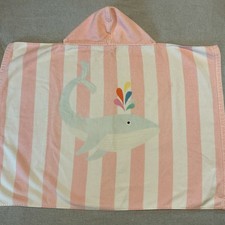 EUC Pottery Barn Kids Hooded Striped Whale Baby Beach Towel