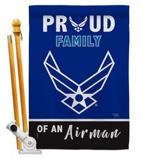 Breeze Decor Proud Family Airman House Flag Set USAF Small 2-Sided Made in USA