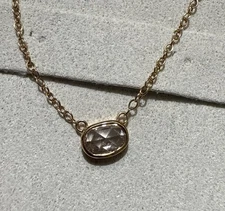 Rose Gold pendant Necklace Natural Rose Cut Diamond NWT solid 14k  Adjustable