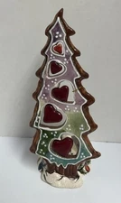 Clayworks Blue Sky Christmas Tree with Hearts Tealight Candleholder.
