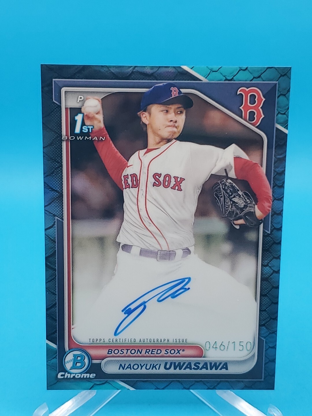 Naoyuki Uwasawa 2024 Bowman Chrome #CPA-NU 1st Bowman Auto - Blue Reptilian /150