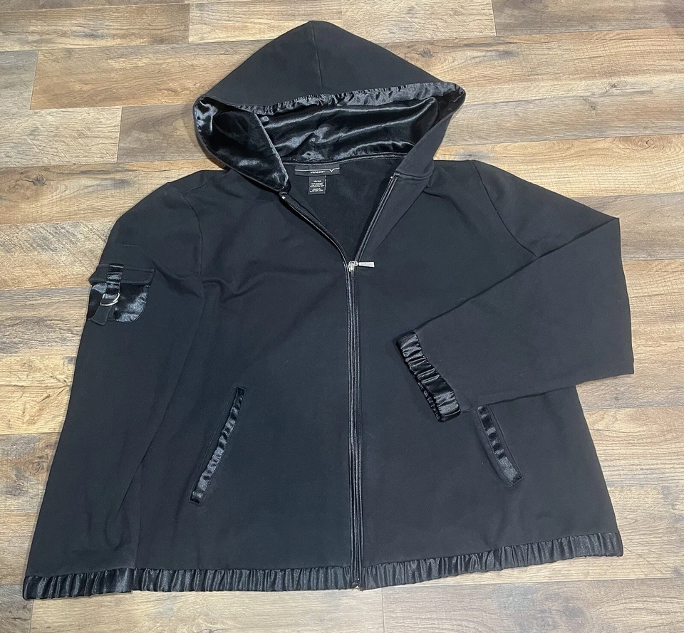 Sudadera con capucha Venezia talla 18/20 negra/negra transparente con cremallera completa para mujer Foto 4 de 4