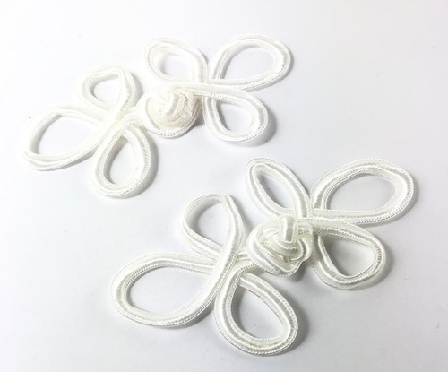 Frogs Button Closures- White - 3 Loops - 2 Pair/pk - #FG27 - Picture 3 of 4