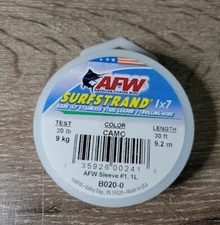 AFW B020-0 Surfstrand Bare 1x7 Stainless Steel Leader Wire 20 lb-NEW-SHIP N 24HR