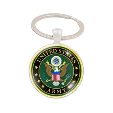 U.S. Army Emblem Key Ring Zinc Alloy Cabochon Glass Keychain For Veteran Gift
