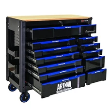 12 Drawers Rolling Tool Box Tool Storage Cabinet Garage Cart, Wooden Countertops