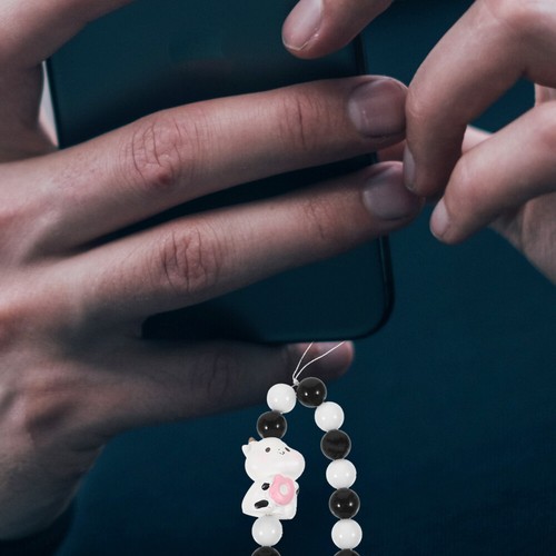 2 Pcs Cartoon Cow Lanyard Wrist Strap for Phone Case Beaded Cellphone - Zdjęcie 10 z 12