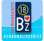 1 REFLECTIVE MOTORCYCLE LICENSE PLATE STICKER WITH YEAR AND PROVINCE OF BOLZANO - TUNING COAT OF ARMS