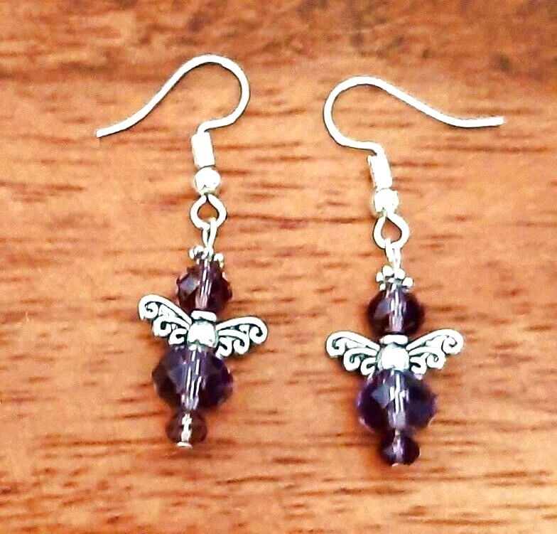 Beaded sales angel earrings