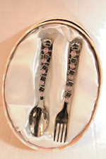 Mud Pie Baby Girl Beaded Spoon  Fork Baby Eating Feeding Utensils Gift Set NEW