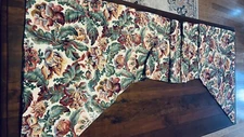 3- Piece Lined Custom Swag Valance Green Blue Red Yellow Floral 94 x 34