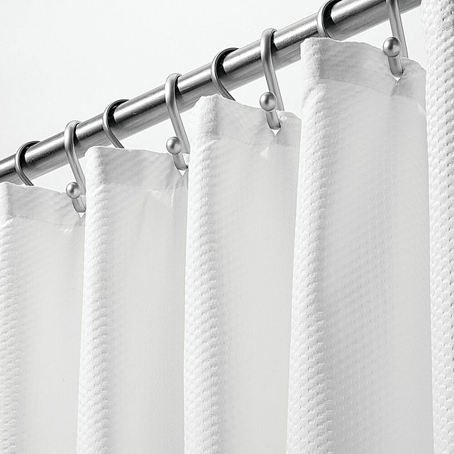 mDesign EXTRA LONG Microfiber Embossed Fabric Shower Curtain, 72" x 96