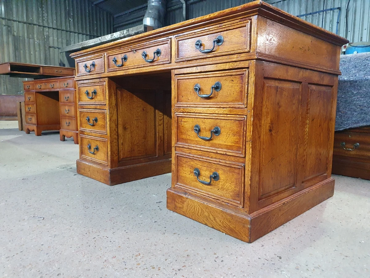 Oak sale pedestal desk