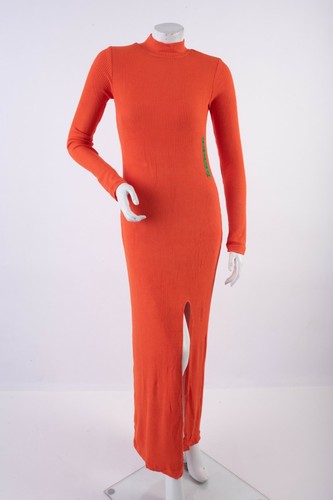 Zara Womens Ribbed Maxi Dress Orange 