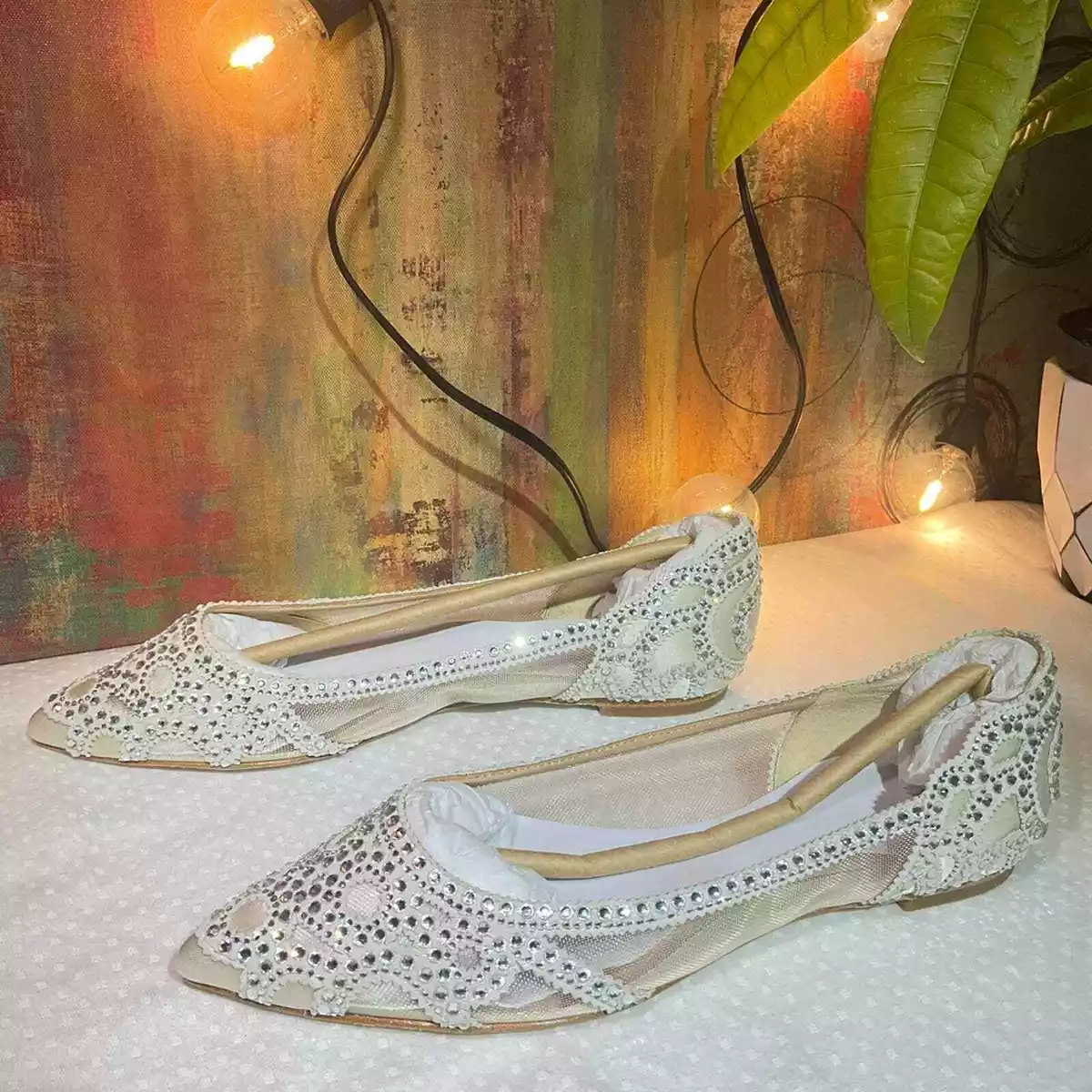 Womens ivory ballet flats sale