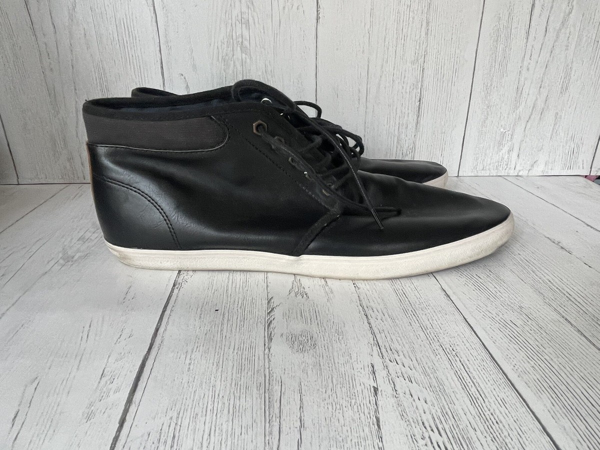 Aldo Black Leather Casual Ankle Boots Sneakers Lace Up Men