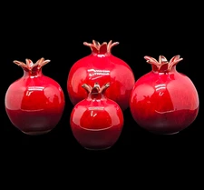 Decorative Ceramic Red Pomegranate Fruit Figurine Hand Made from Jerusalem