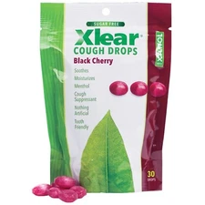 Xlear Xylitol Sugar Free Cough Drops Throat Lozenges, Black Cherry 30 pcs 1 Pack