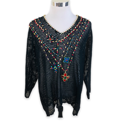 Express Tricot Womens Crochet Beaded 