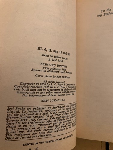 Anne Of Green Gables Book 1, by LUCY M. MONTGOMERY / PB - Foto 4 di 7