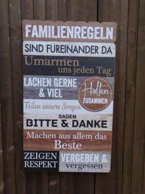 Dekoratives Schild Familienregeln Familie  family rules MDF 50 x 30 cm