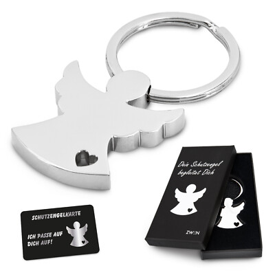 ZWEN Schutzengel Schlüsselanhänger Geschenkbox Schutzengelkarte Engel Anhänger
