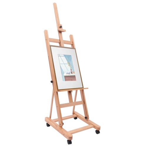 Large Studio H-Frame Easel - Beech Wood Artist Adjustable Movable Tilting Easel - Picture 7 of 24