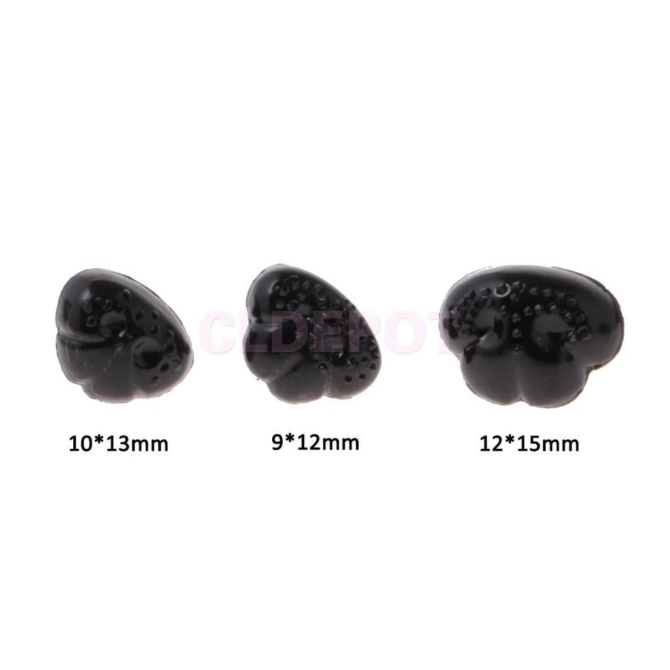 100x schwarze Kunststoff Tier/Hund Sicherheitsnasen für Teddybären Stofftiere Zum Selbermachen Basteln