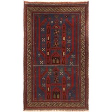 Traditional Handmade Oriental Afghan Tribal Woolen Area Rug 2'8"x4'7" ft. B16090