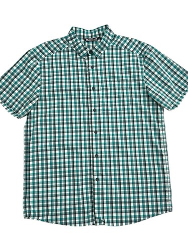 Arc'teryx Brohm Green Black White Plaid Button-Up Short Sleeve Shirt Mens Large