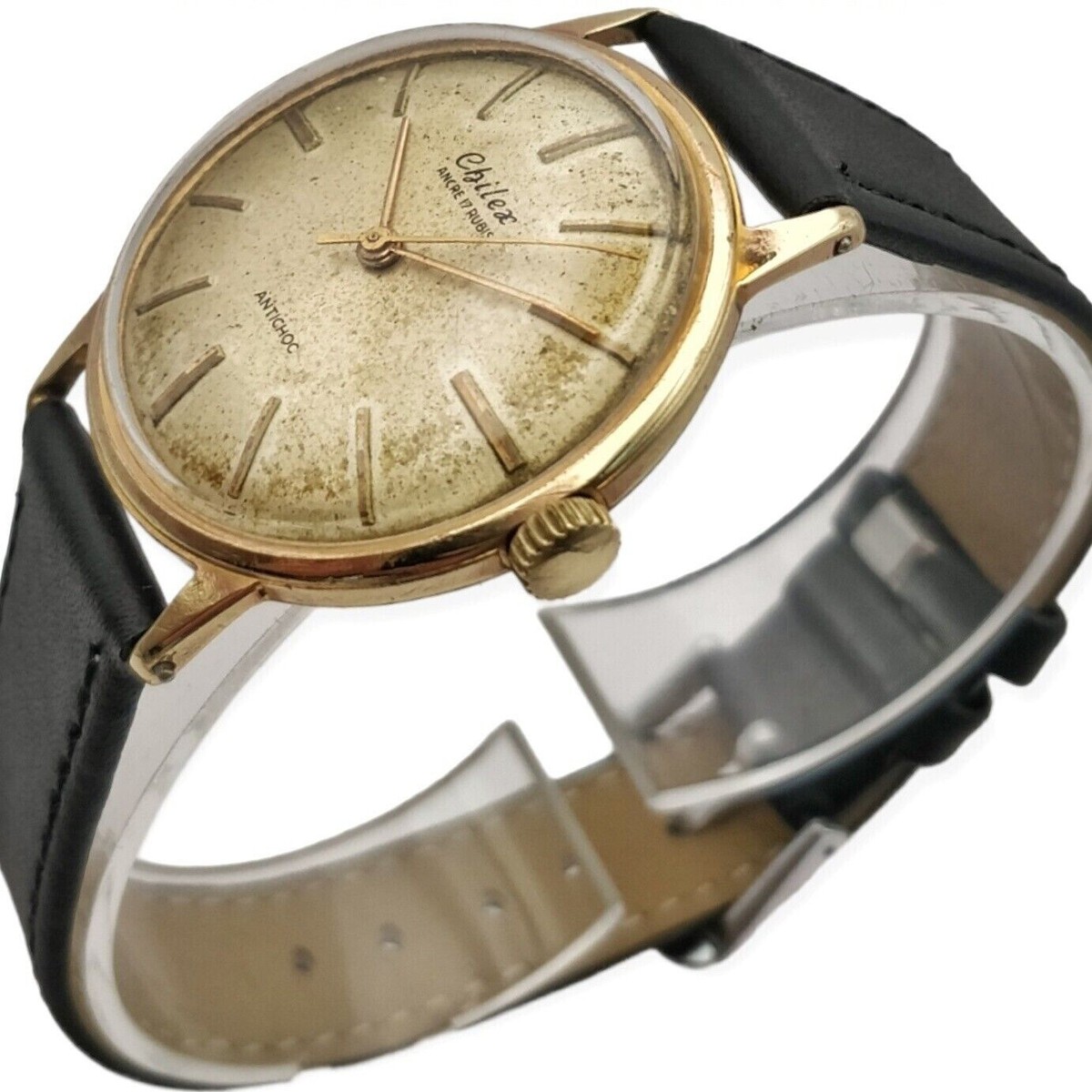 Montre Vintage CHILEX Pour Femme - Mécanique à Remontage Manuel - Boîtier Acier Et Bracelet Caoutchouc - Occasion