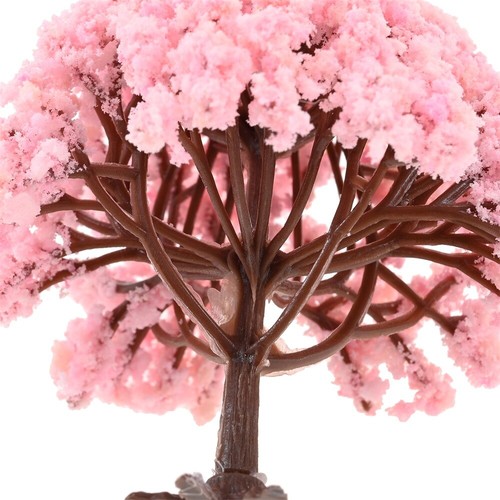 10pc 8cm Pink Miniature Flower Tree Model Train Architecture Cherry Blossom Tree - Picture 12 of 13