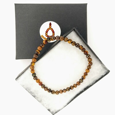 Elegantes echtes Tigerauge Edelstein 4,5 mm Armband elastisch Weihnachtsgeschenk 578