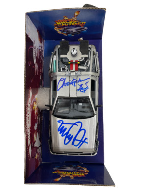 DeLorean Michael J Fox Christopher Lloyd Signed Back To The Future 2 1:24 Delorean Psa 9