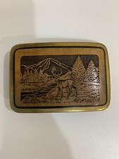 Vintage Solid Brass Mountain Scenery Belt Buckle Solid Brass