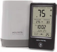 AcuRite 02446M Wireless Rain Gauge with Indoor Digital Display, Black