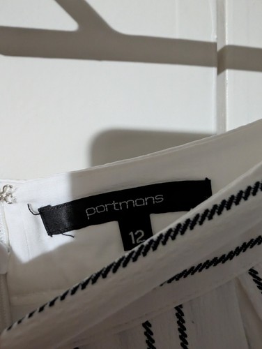 Womens PORTMANS White & Black Striped Skirt - Size 12 (04) - Picture 2 of 3