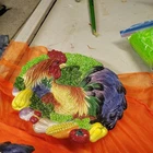 LARGE 12" Fitz & Floyd Classics Coq du Village Country Rooster Fruit BOWL