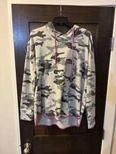 Sundry Women's Gray Pink Camo Drawstring Hoodie Size 3 Sweatshirt NWT, 108 Ret