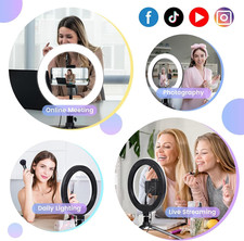 Selfie Ring Light 10" with Tripod Stand and Phone Holder, LED Ring Light for ...