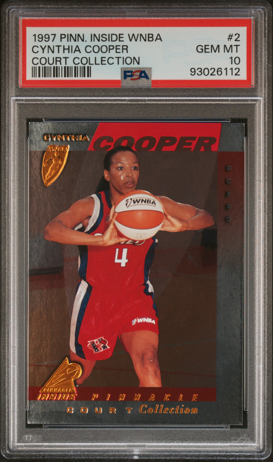 1997 PINNACLE INSIDE WNBA COURT COLLECTION #2 CYNTHIA COOPER PSA 10