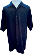 Tommy Bahama Black Silk Toucan Cigar Jungle Shakedown Embroidered Shirt Size L